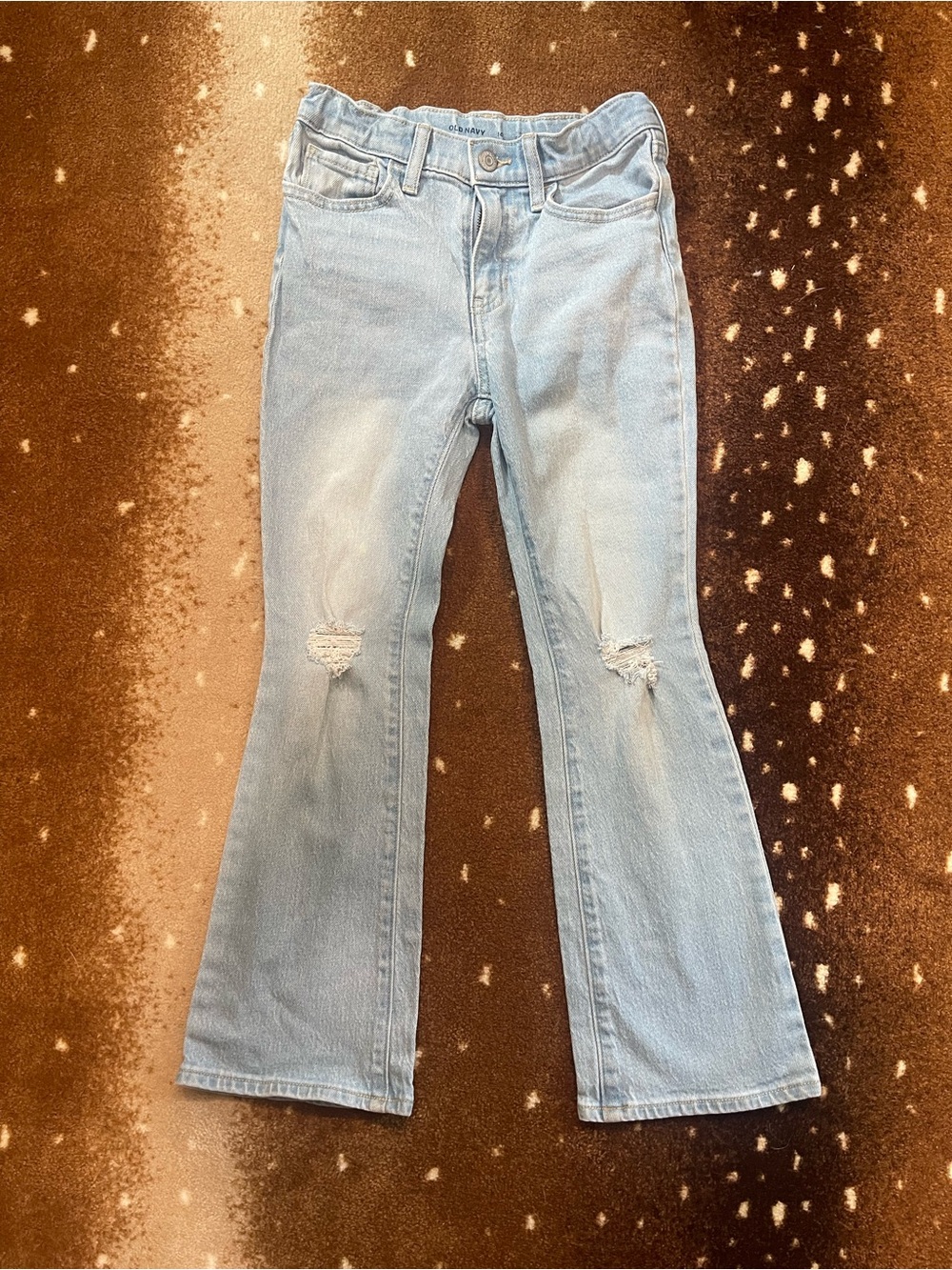 Old Navy Girls size 10 flare distressed jeans. Light blue.
